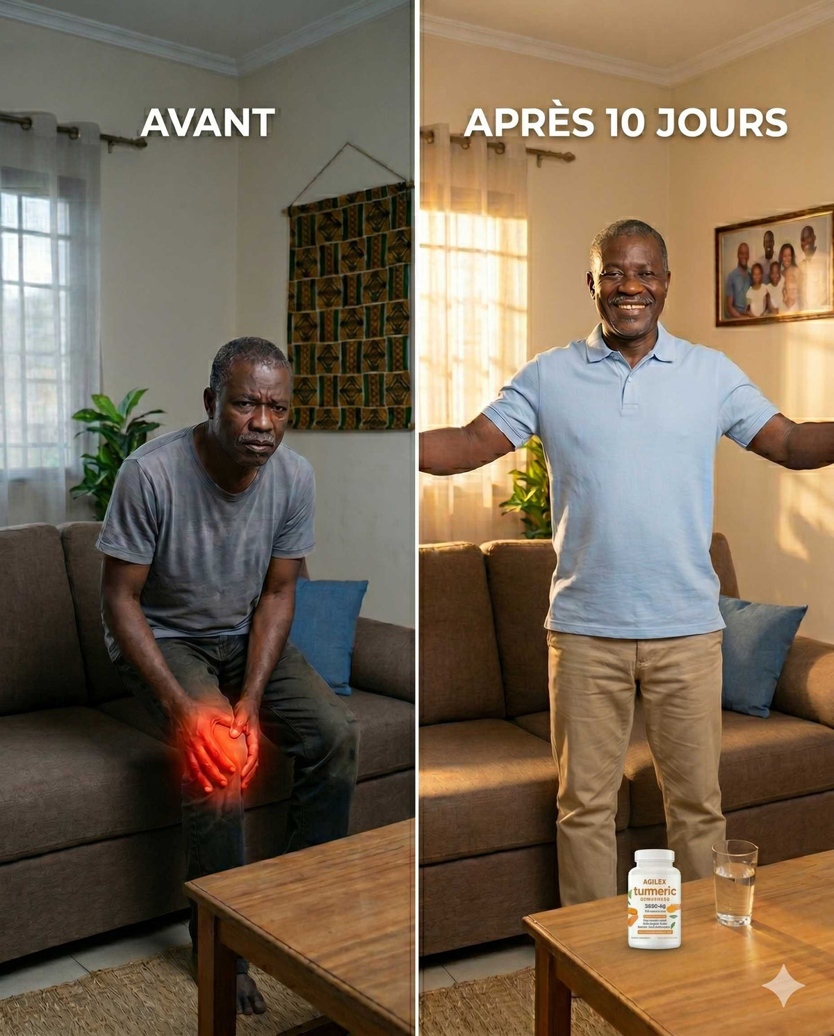 AGILEX —Traitement définitif pour finir avec les Douleurs aux Dos , Genoux , l'Arthrose, Hernie discale et le rhumatisme (60 capsules dans la boîte)