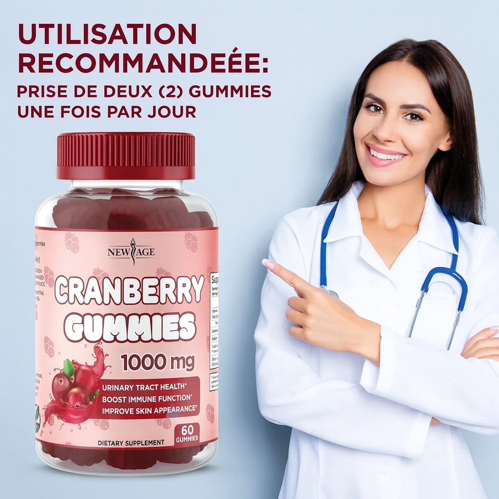 Gummies Canneberge pour la bonne sante vaginale .