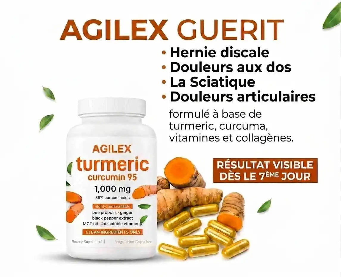 AGILEX — Capsules Naturelles pour Soulager les Douleurs de la Hernie Discale, du Dos et du Nerf Sciatique (60 capsules)